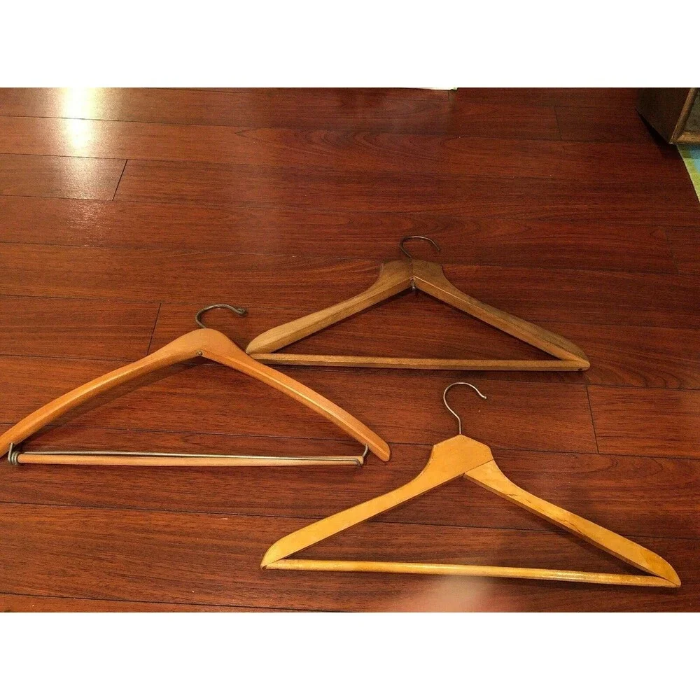 Wooden Hangers Coat Pant Jacket Suit QTY 3 - Vintage!